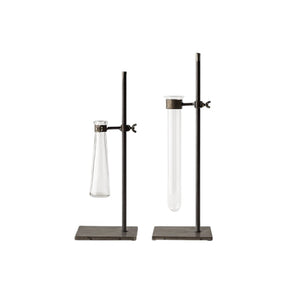 HomeRoots Set of Two Elegant Dark Brown Metal Cylinder Vases for Modern Decor, Perfect for Any Room Display 397538