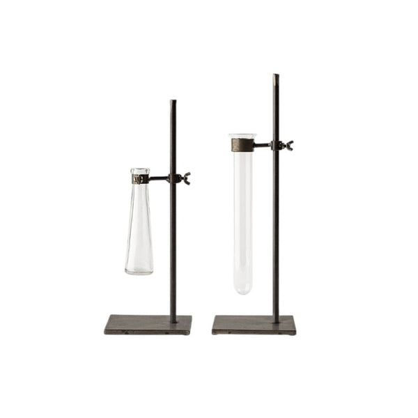 HomeRoots Set of Two Elegant Dark Brown Metal Cylinder Vases for Modern Decor, Perfect for Any Room Display 397538