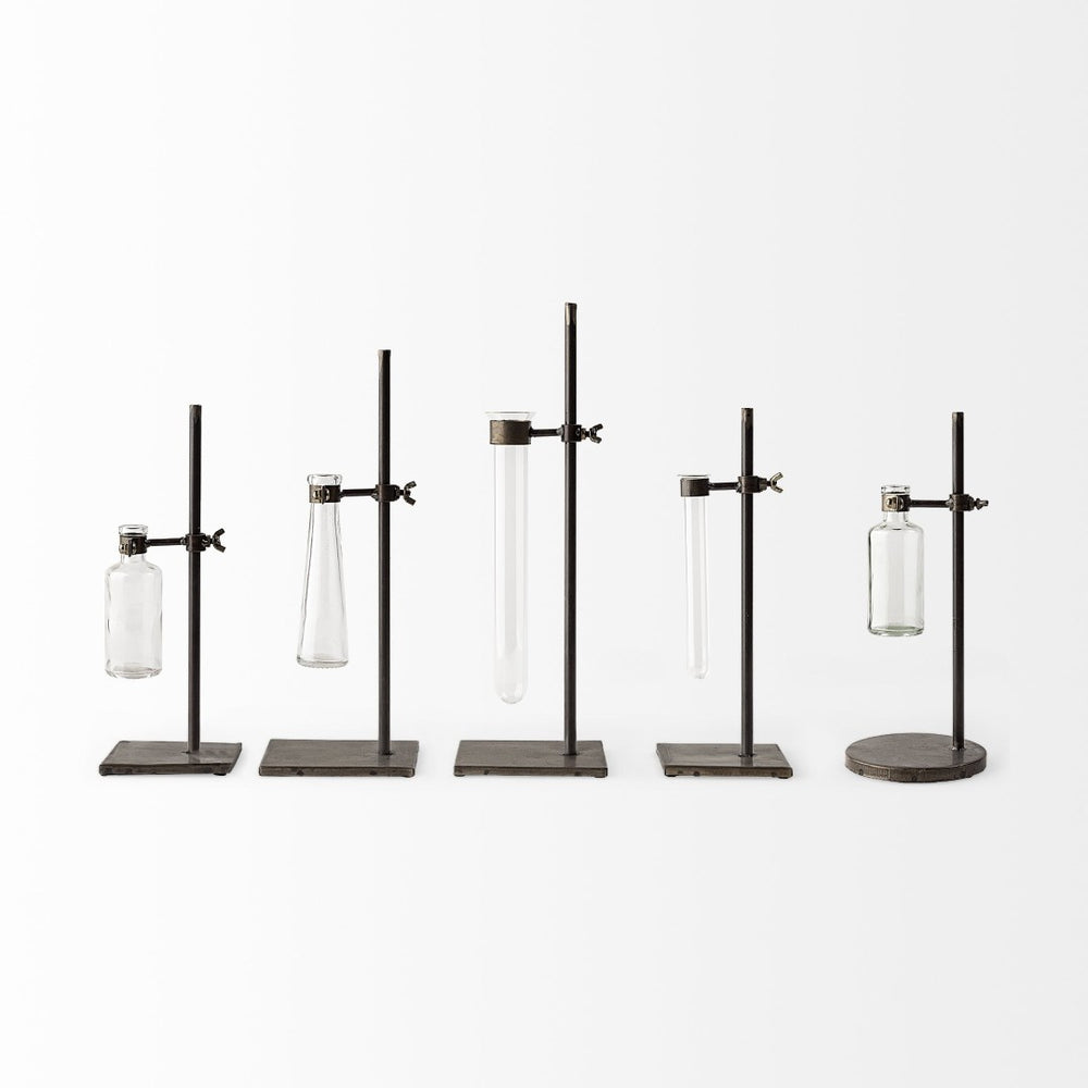 HomeRoots Set of Two Elegant Dark Brown Metal Cylinder Vases for Modern Decor, Perfect for Any Room Display 397538
