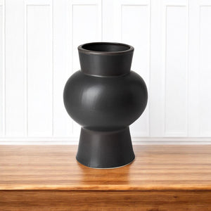 Homeroots 11" Black Abstract Cylinder Ceramic Table Vase - Modern Elegance For Your Home Decor Aesthetic  Ceramic 397543