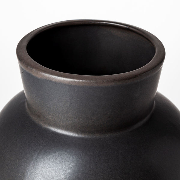 Homeroots 11" Black Abstract Cylinder Ceramic Table Vase - Modern Elegance For Your Home Decor Aesthetic  Ceramic 397543