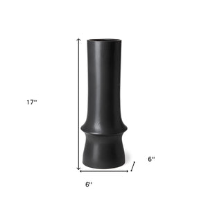 Homeroots 17" Matte Black Contempo Deco Ceramic Vase  Ceramic 397544