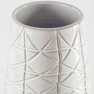 Homeroots Textured White Over Dark Clay Carved Ceramic Vase  Ceramic 397547