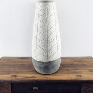 HomeRoots 21" Gray and White Abstract Cylinder Vase - Modern Ceramic Decor for Floral Arrangements & Gifts 397547