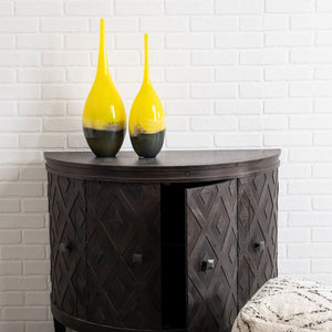 Homeroots 19" Lovely Yellow And Gray Handblown Spunglass Vase  Crystal Glass 397555