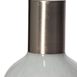 Homeroots 16" Cream And Brown Ombre Glass Vase With Dark Bronze Top  Crystal Glass 397563