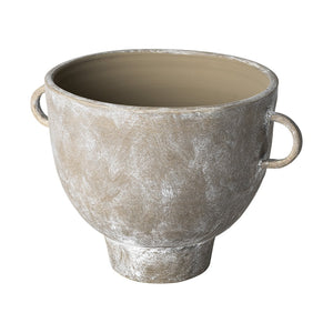 HomeRoots 10" Brown Abstract Cylinder Ceramic Table Vase - Modern Accent for Floral Arrangements & Decor Styles 397565
