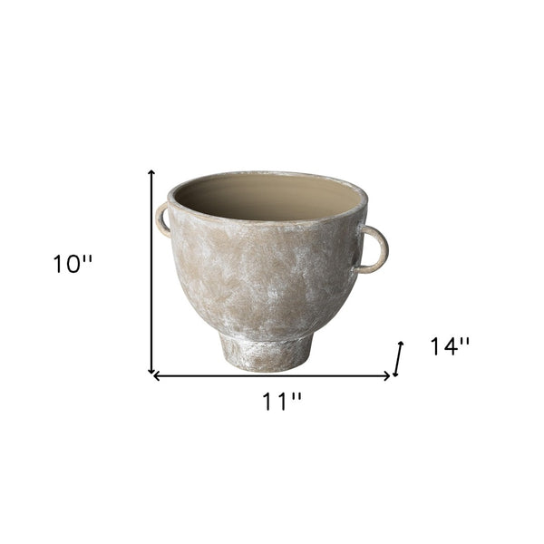 HomeRoots 10" Brown Abstract Cylinder Ceramic Table Vase - Modern Accent for Floral Arrangements & Decor Styles 397565