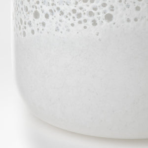 Homeroots 8" Modern Pearl White Gold Rim Rounded Square Glass Vase  Crystal Glass 397568