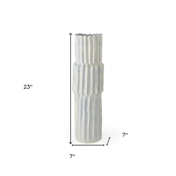 Homeroots 23" Jumbo Organic Textured Gray Vase  Ceramic 397584