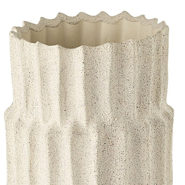 Homeroots 14" Sand Organic Textured Ceramic Cylinder Table Vase  Ceramic 397585