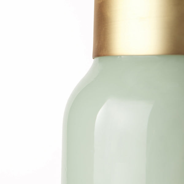 Homeroots 17" Smokey Green And Glass Narrow Vase  Crystal Glass 397586