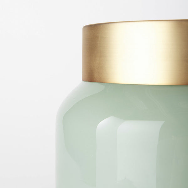 Homeroots 10" Smokey Green And Glass Rounded Square Vase  Crystal Glass 397588