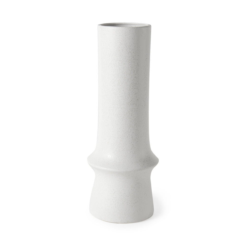 Homeroots 17" White Contempo Deco Ceramic Vase  Ceramic 397594