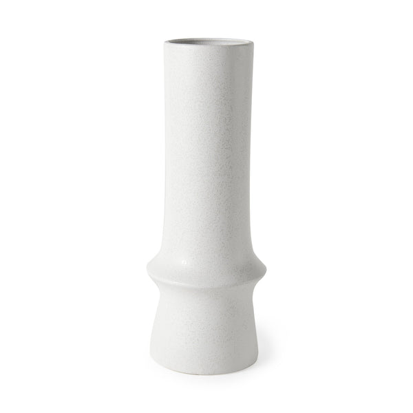 Homeroots 17" White Contempo Deco Ceramic Vase  Ceramic 397594