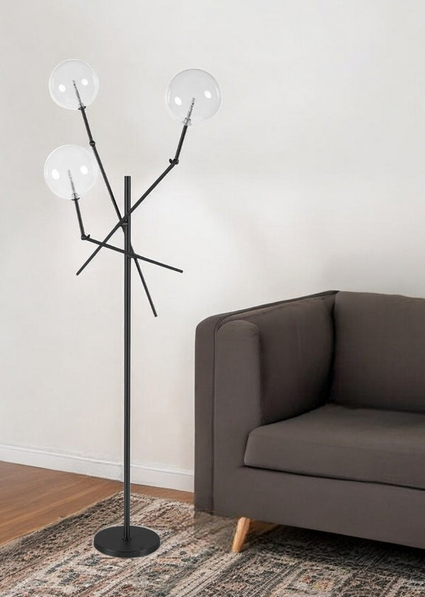 HomeRoots 84" Black LED Floor Lamp – Elegant Lighting Solution with White Shade for Home & Office Ambiance 397597