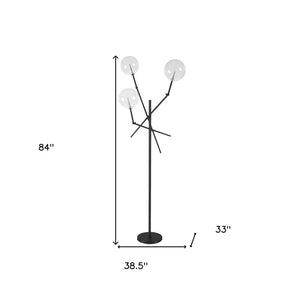 HomeRoots 84" Black LED Floor Lamp – Elegant Lighting Solution with White Shade for Home & Office Ambiance 397597