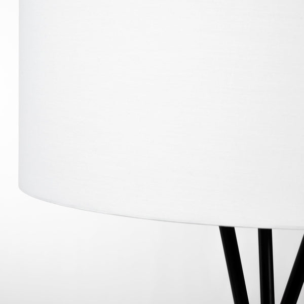 HomeRoots 66" Modern Black Tripod Floor Lamp with White Drum Shade - Versatile Lighting for Home & Office 397600