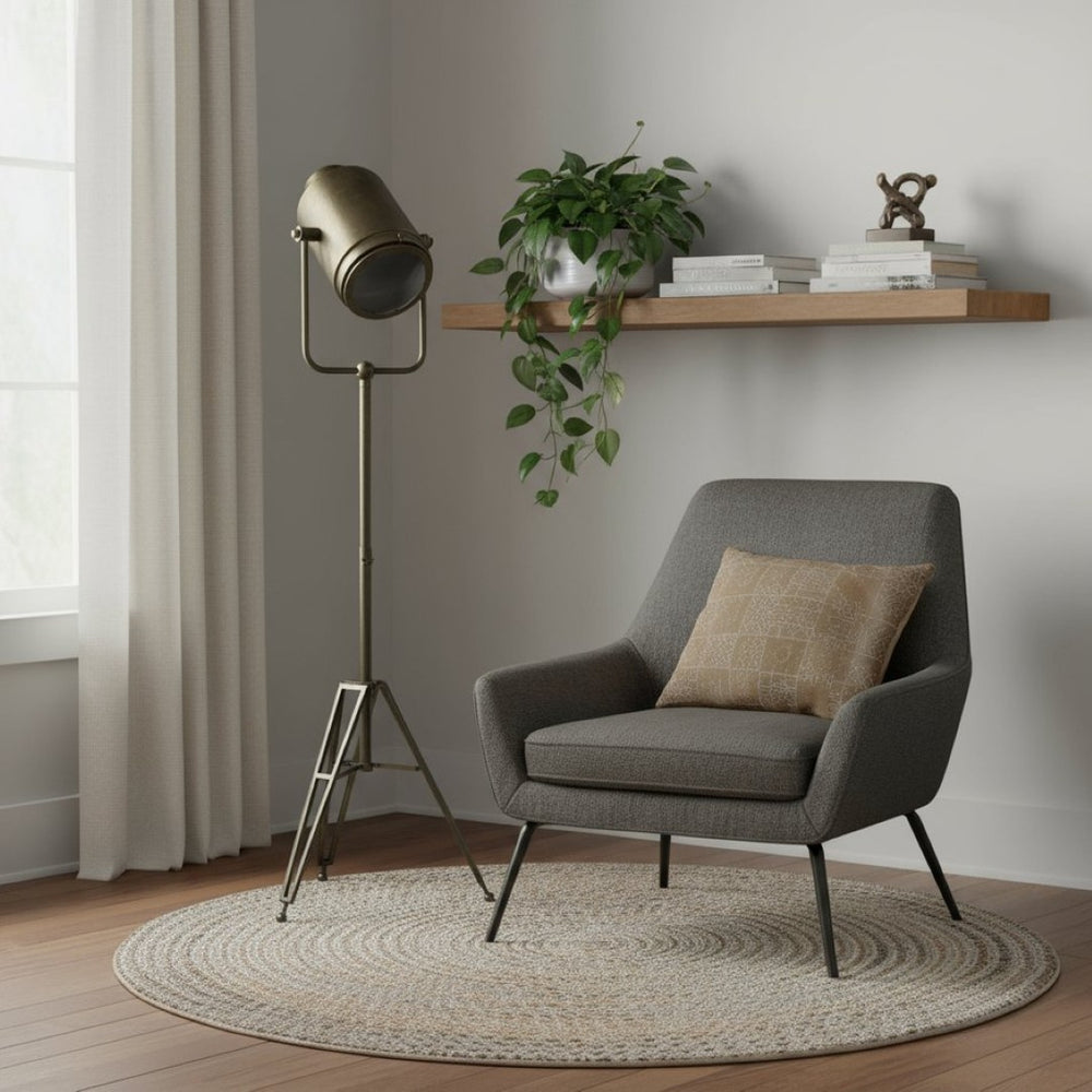 HomeRoots 61" Antiqued Gold Movie Set Floor Lamp - Vintage Industrial Design with Soft LED Illumination & Style 397601