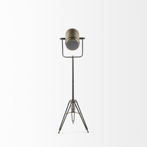 HomeRoots 61" Antiqued Gold Movie Set Floor Lamp - Vintage Industrial Design with Soft LED Illumination & Style 397601