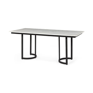 Homeroots 71" White And Black Dining Table   397604