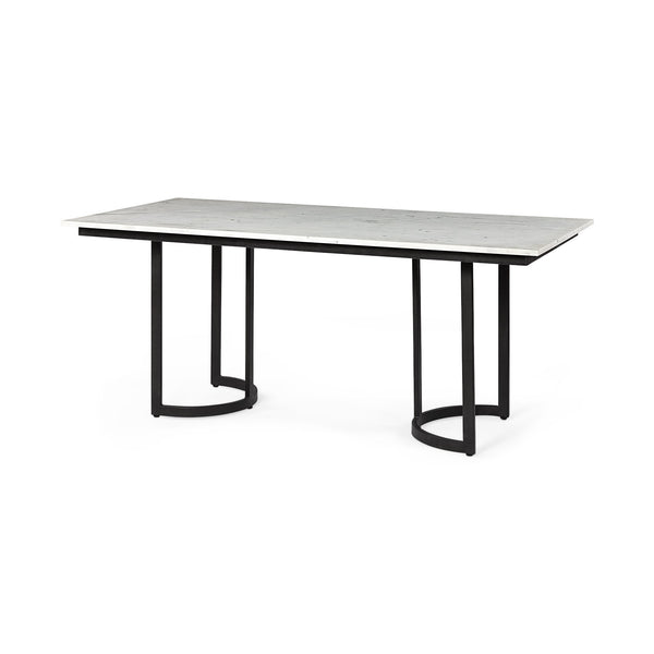 Homeroots 71" White And Black Dining Table   397604