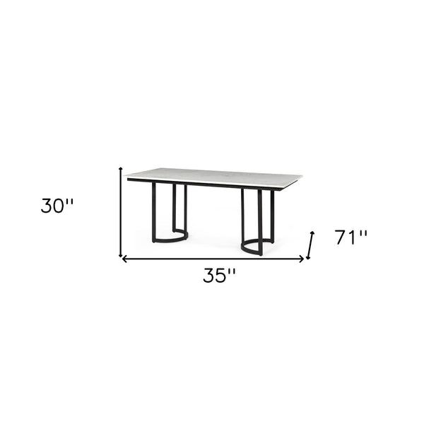 HomeRoots 71" Striking Two-Tone Dining Table - Modern White Wood Top & Black Base for Stylish Gatherings 397604