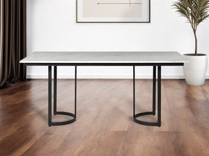 HomeRoots 71" Striking Two-Tone Dining Table - Modern White Wood Top & Black Base for Stylish Gatherings 397604