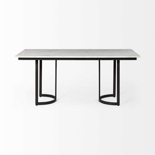Homeroots 71" White And Black Dining Table   397604