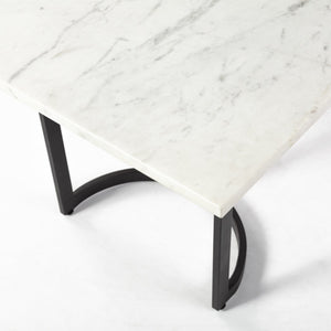 HomeRoots 71" Striking Two-Tone Dining Table - Modern White Wood Top & Black Base for Stylish Gatherings 397604