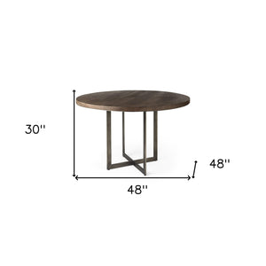 Homeroots 48" Brown And Gray Sled Base Dining Table   397605
