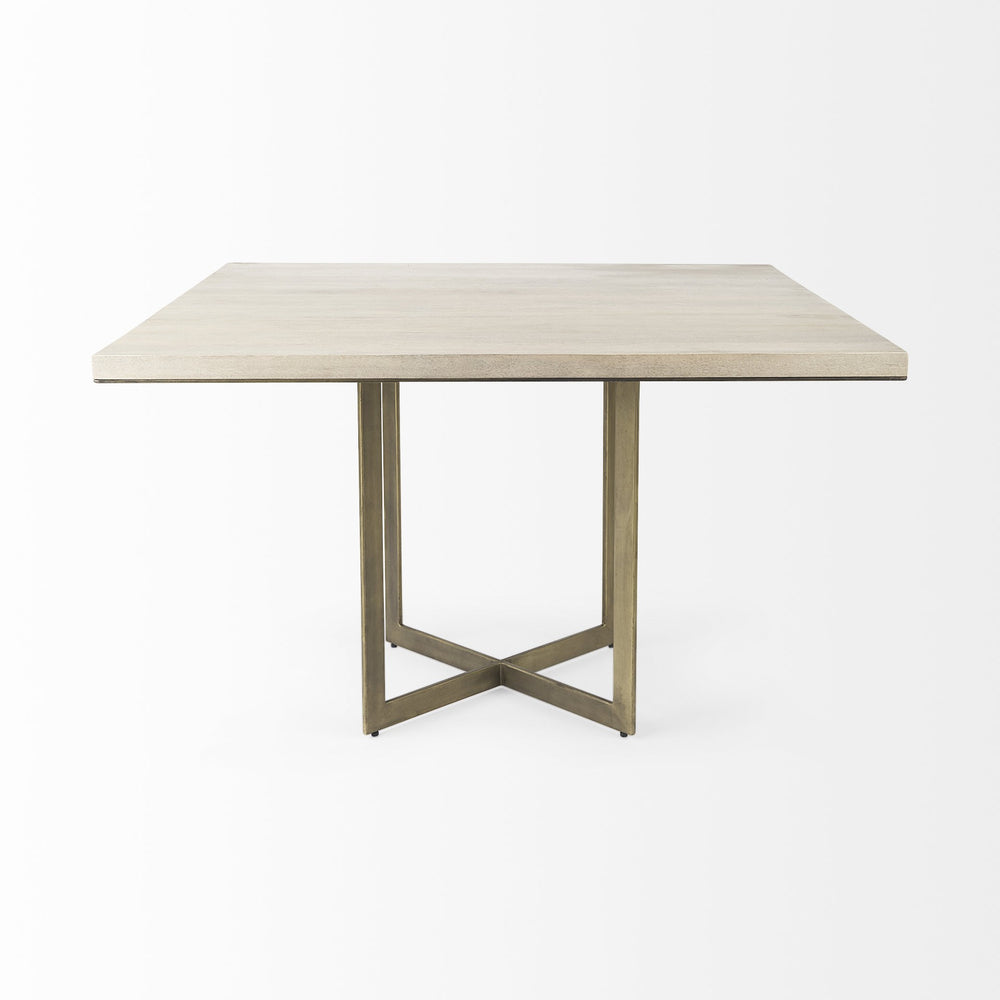 Homeroots Modern Square Wood And Gold Dining Table   397606