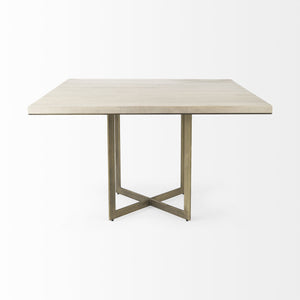 Homeroots Modern Square Wood And Gold Dining Table   397606
