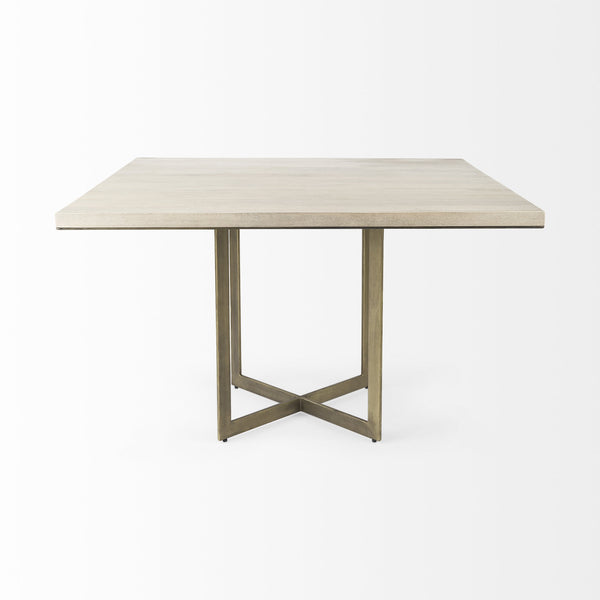 Homeroots Modern Square Wood And Gold Dining Table   397606