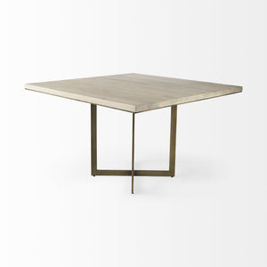 Homeroots Modern Square Wood And Gold Dining Table   397606