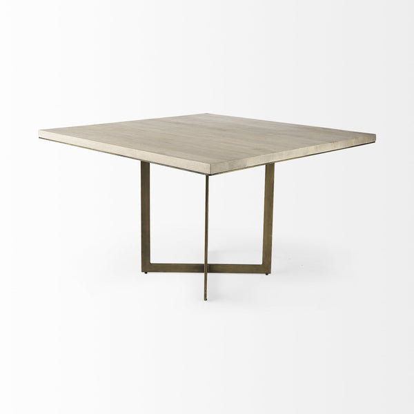 Homeroots Modern Square Wood And Gold Dining Table   397606