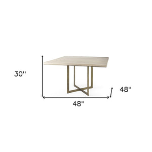 Homeroots Modern Square Wood And Gold Dining Table   397606