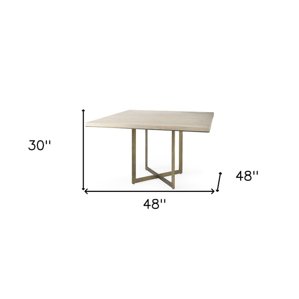 Homeroots Modern Square Wood And Gold Dining Table   397606