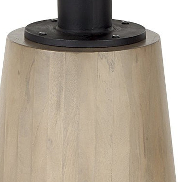 Homeroots 48" White And Natural Rounded Marble Pedestal Base Dining Table   397607