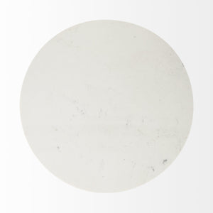 Homeroots 48" White And Natural Rounded Marble Pedestal Base Dining Table   397607