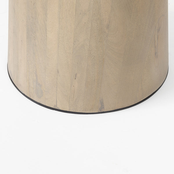 Homeroots 48" White And Natural Rounded Marble Pedestal Base Dining Table   397607