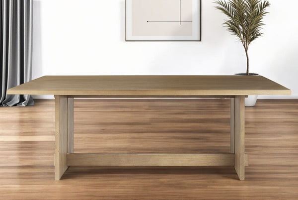 HomeRoots Light Natural Modern Rustic Wooden Dining Table - Handcrafted Solid Wood, Seats 6, Timeless Style 397609
