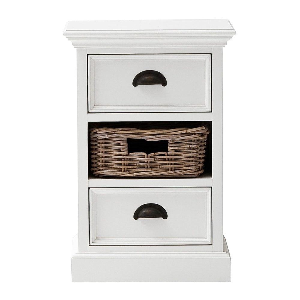 HomeRoots 24" White Solid Wood Two Drawer Nightstand - Elegant Storage Solution for Bedrooms & Living Spaces 397615