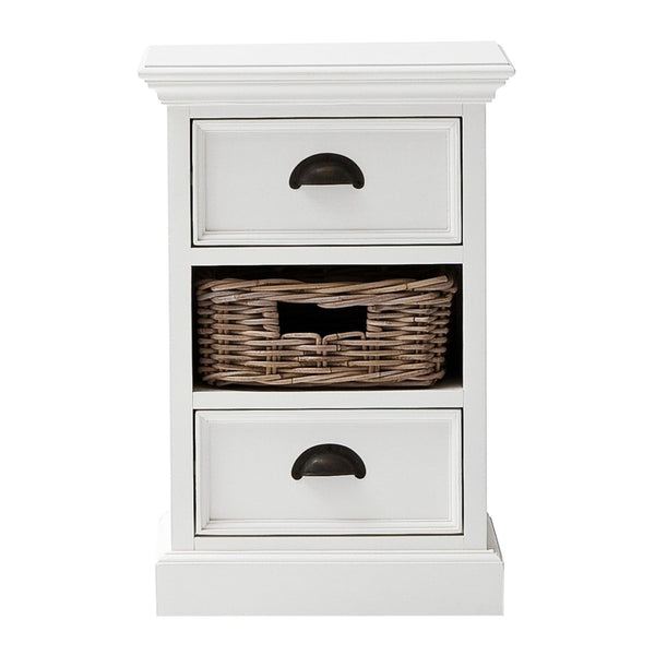 HomeRoots 24" White Solid Wood Two Drawer Nightstand - Elegant Storage Solution for Bedrooms & Living Spaces 397615