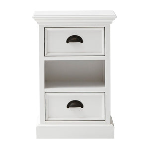 HomeRoots 24" White Solid Wood Two Drawer Nightstand - Elegant Storage Solution for Bedrooms & Living Spaces 397615