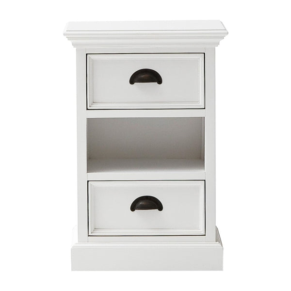 HomeRoots 24" White Solid Wood Two Drawer Nightstand - Elegant Storage Solution for Bedrooms & Living Spaces 397615