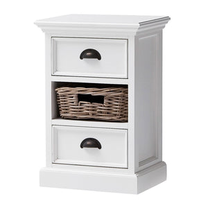 HomeRoots 24" White Solid Wood Two Drawer Nightstand - Elegant Storage Solution for Bedrooms & Living Spaces 397615
