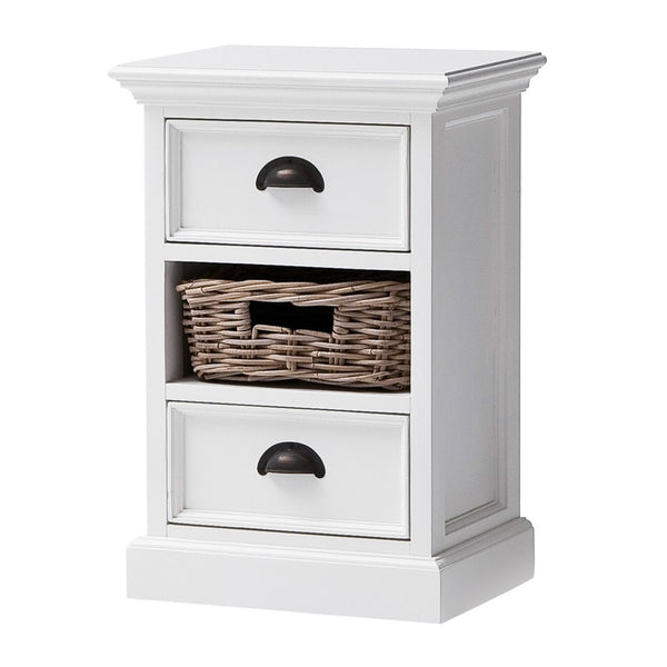 HomeRoots 24" White Solid Wood Two Drawer Nightstand - Elegant Storage Solution for Bedrooms & Living Spaces 397615
