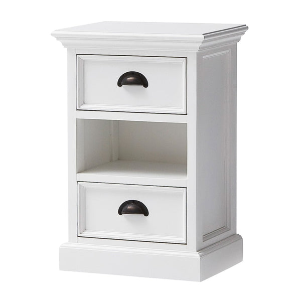HomeRoots 24" White Solid Wood Two Drawer Nightstand - Elegant Storage Solution for Bedrooms & Living Spaces 397615