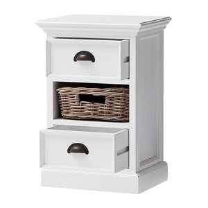 HomeRoots 24" White Solid Wood Two Drawer Nightstand - Elegant Storage Solution for Bedrooms & Living Spaces 397615